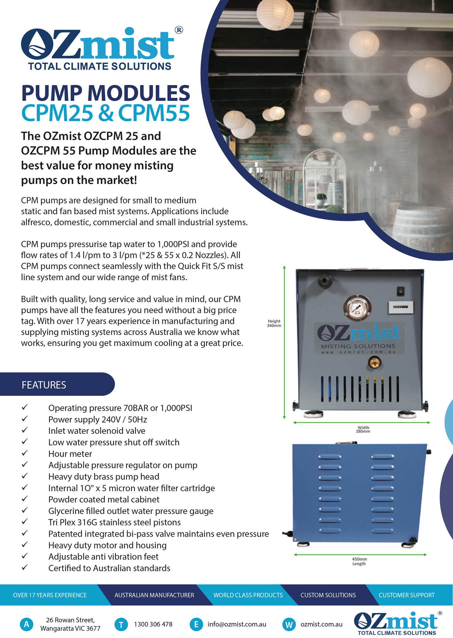 OZmist OZCPM 25 & OZCPM 55 Pump Modules