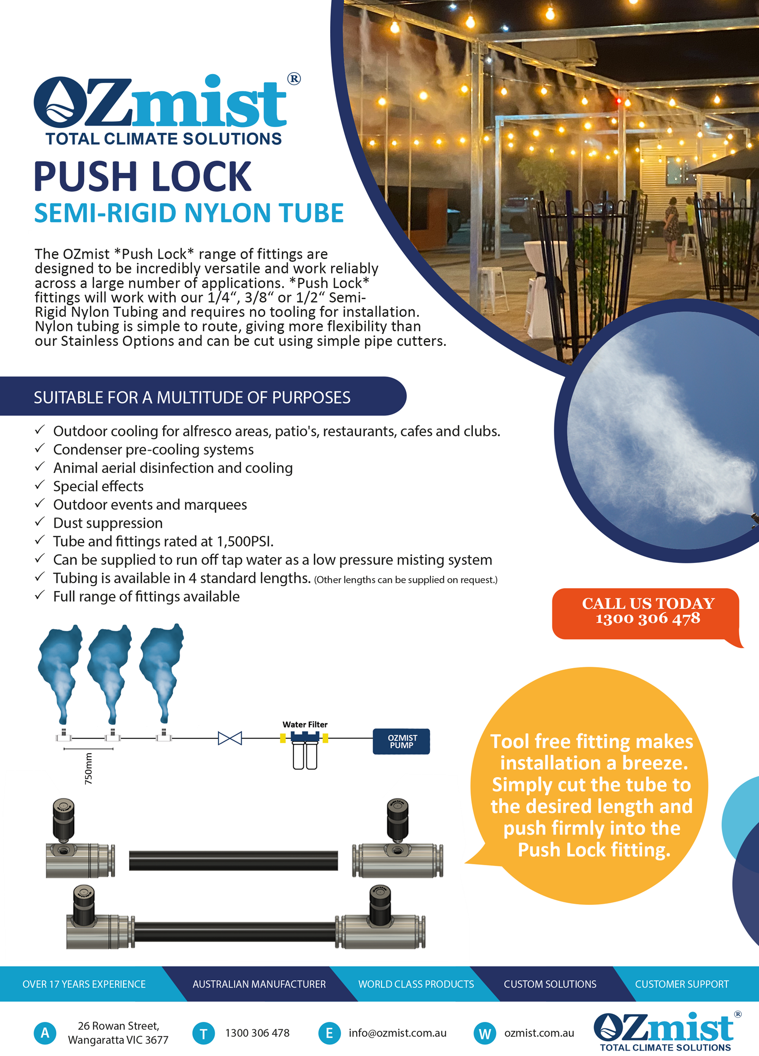 Push Lock Fittings for Semi-Rigid Nylon Tube