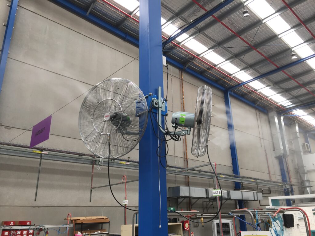 OZmist industrial cooling fans, wall mounted