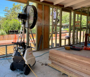 PortaMist MK2 Portable Misting Fan Construction Site